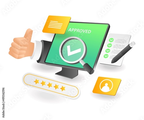 Flat isometric concept illustration. 24 hour online health serviceFlat isometric illustration landing page concept. approved and give the best review