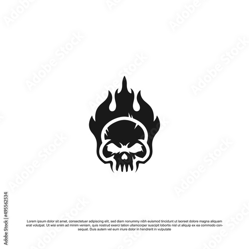 Fire Skull Logo Design Vector