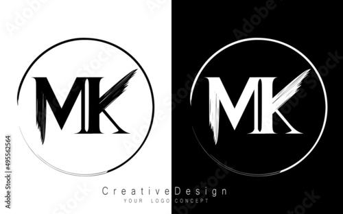 MK letter logo design template vector photo