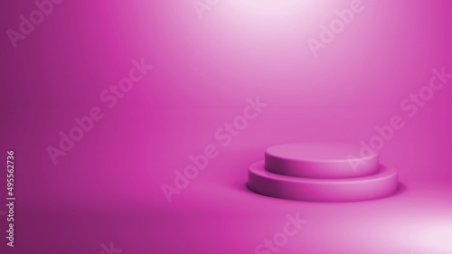 3D Illustration. Podium for product promotion on a pink background.