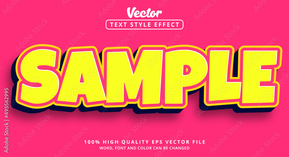 Sample text in color combination style and text happy, Editable text effect