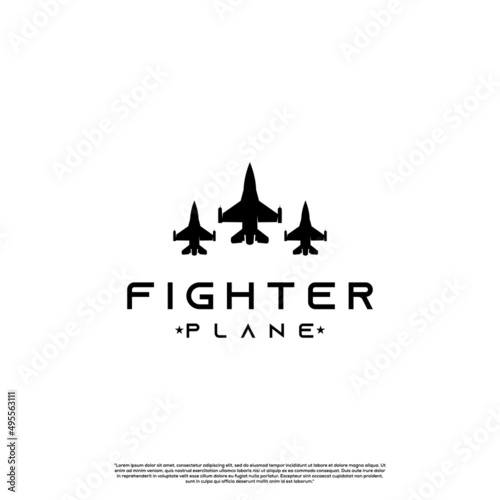 silhouette of fighter plane logo design modern concept