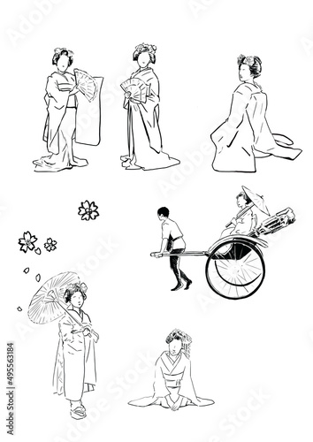 Картината върху платно 舞妓イラスト　maiko  illustration