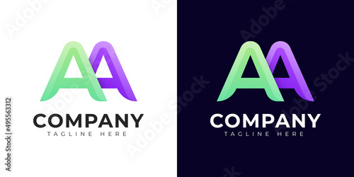 Monogram a and aa initial letter logo design. Modern letter a and aa colorful vector logo template.