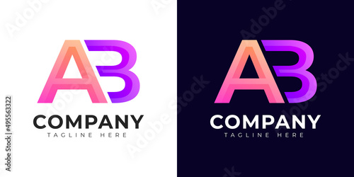 Monogram a ab and ba initial letter logo design. Modern letter ab and ba colorful vector logo template.
