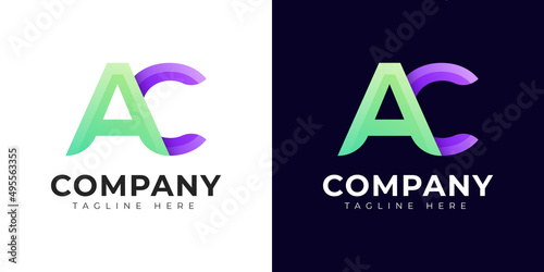 Monogram a ac and ca initial letter logo design. Modern letter ac and ca colorful vector logo template.