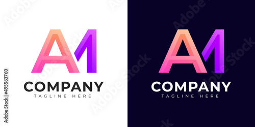 Monogram a am and ma initial letter logo design. Modern letter am and ma colorful vector logo template.