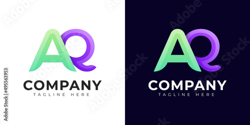 Monogram a aq and qa initial letter logo design. Modern letter aq and qa colorful vector logo template.