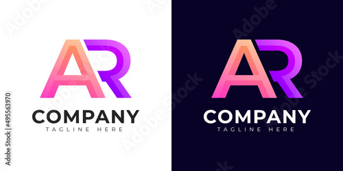 Monogram a ar and ra initial letter logo design. Modern letter ar and ra colorful vector logo template.