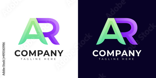 Monogram a ar and ra initial letter logo design. Modern letter ar and ra colorful vector logo template.