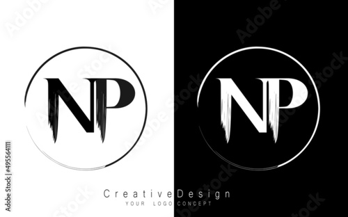 NP letter logo design template vector