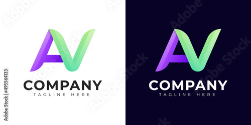 Monogram a av and va initial letter logo design. Modern letter av and va colorful vector logo template.