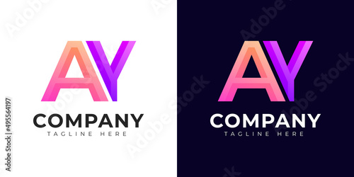 Monogram a ay and ya initial letter logo design. Modern letter ay and ya colorful vector logo template.