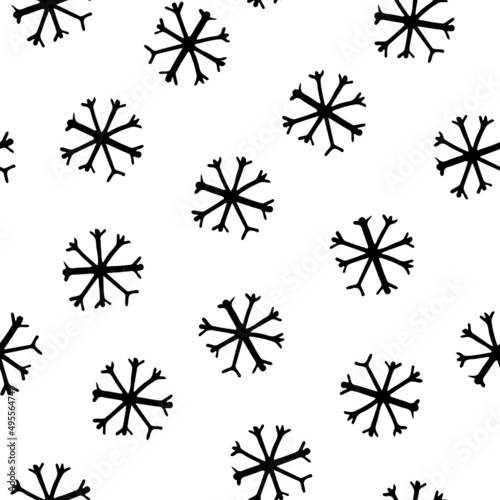Seamless Pattern with Snowflakes on White Background.