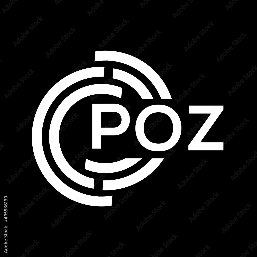 Obraz premium POZ letter logo design on black background. POZ creative initials letter logo concept. POZ letter design.