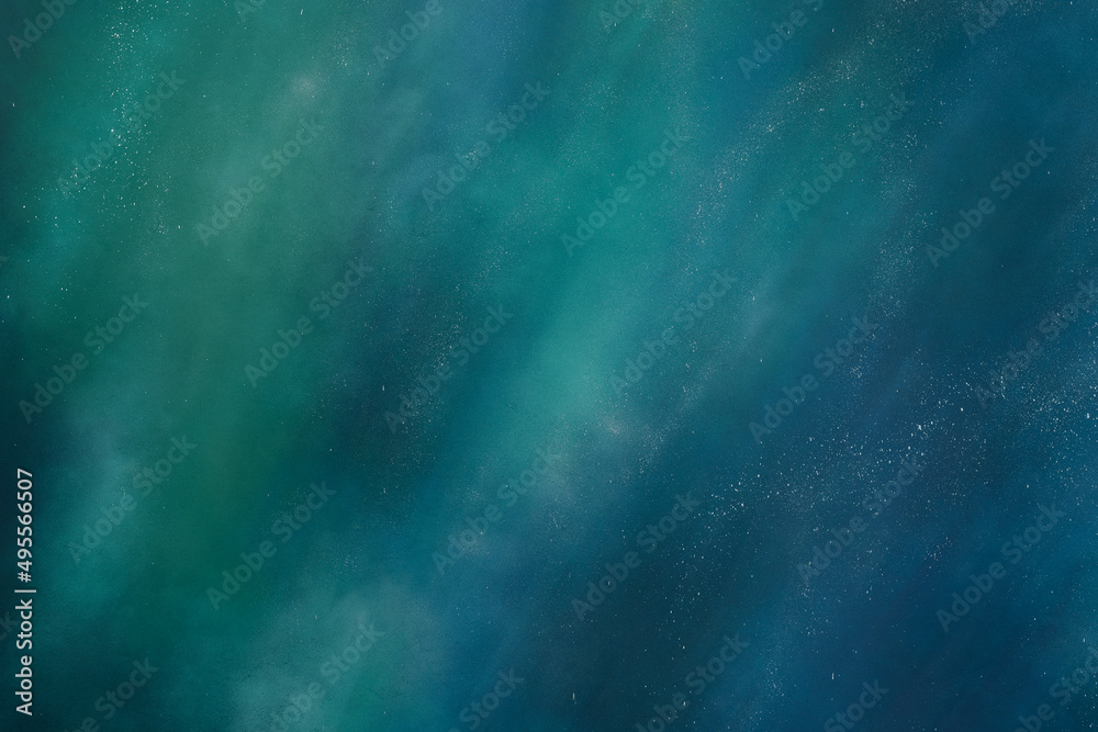Night starry sky and bright blue green galaxy, space background banner. Abstract modern green blue background,gradient