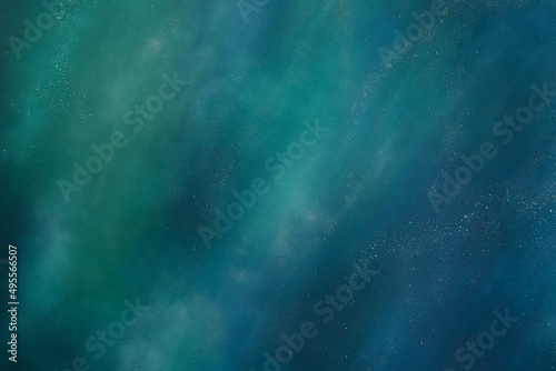 Night starry sky and bright blue green galaxy, space background banner. Abstract modern green blue background,gradient