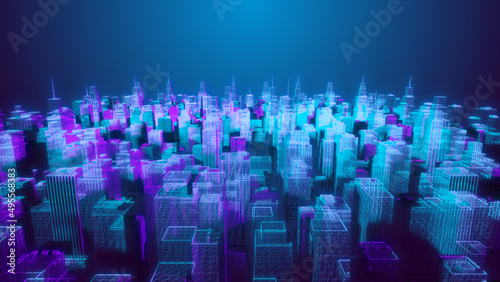 NFT virtual land NFTs is an ownable area of digital land on a metaverse platform or smart city concept - Illustration Rendering