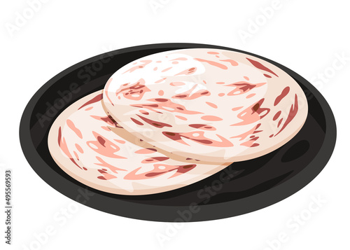Khubz round lavash bread traditional arab middle east food drawing illustration