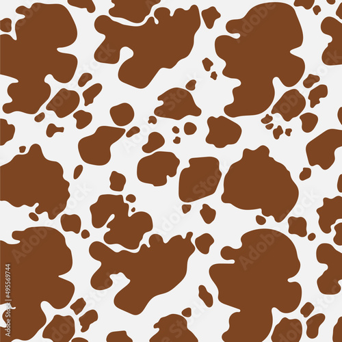Vector brown cow print pattern animal seamless. Cow skin abstract for printing, cutting, and crafts Ideal for mugs, stickers, stencils, web, cover. wall stickers, home decorate and more.