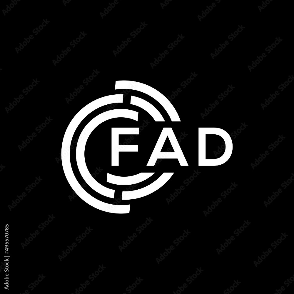 FAD letter logo design on Black background. FAD creative initials letter logo concept. FAD letter design. 