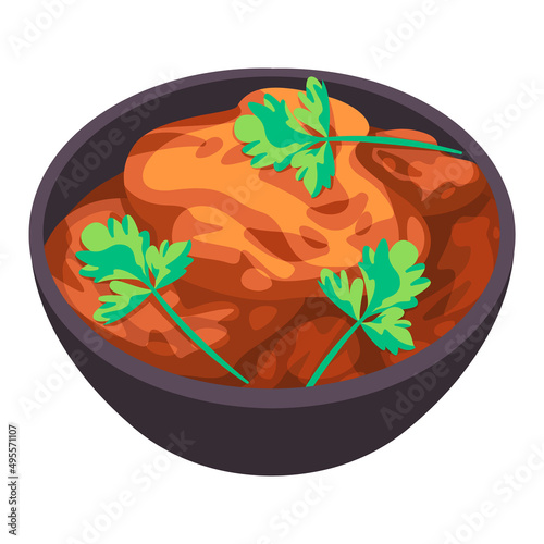 Quwarmah al dajaj traditional curry from arab middle east food cuisine drawing cartoon illustration