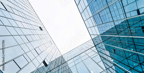 Low angle view of modern office building exterior