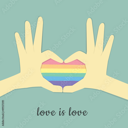 Illustration of LGBT. Love is love. Pride month celebration against violence, descrimination, human rights violation. Equality and self-affirmarmation