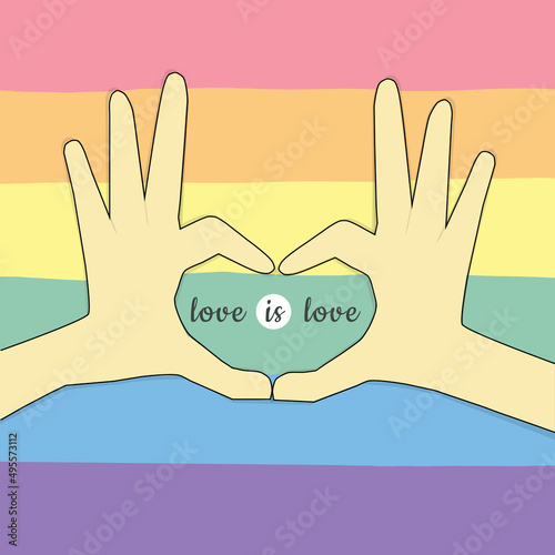 Illustration of LGBT. Love is love. Pride month celebration against violence, descrimination, human rights violation.