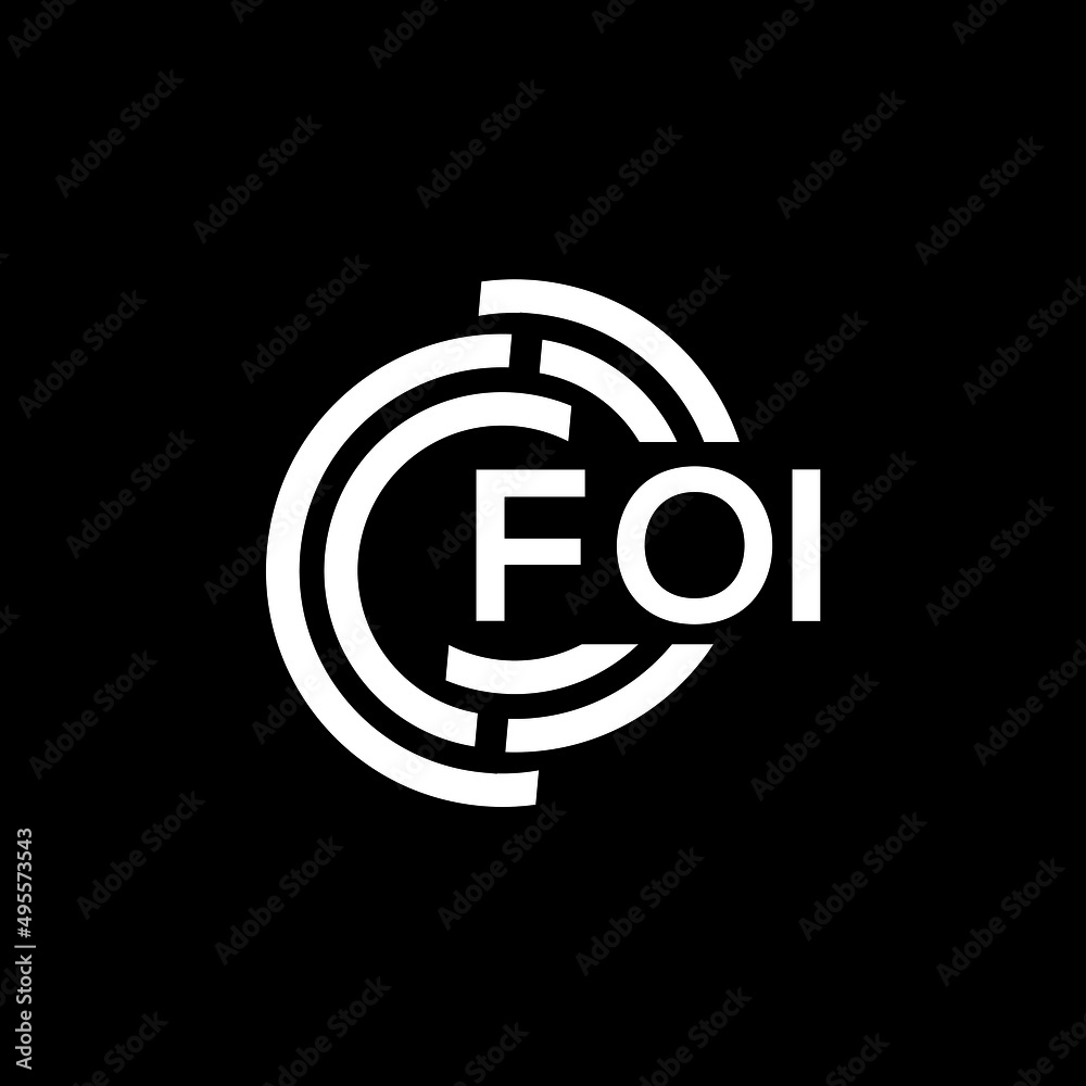 Obraz premium FOI letter logo design on Black background. FOI creative initials letter logo concept. FOI letter design.
