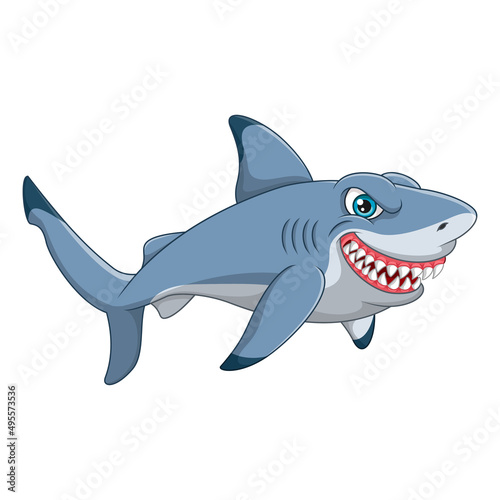 Cartoon shark isolated on white background