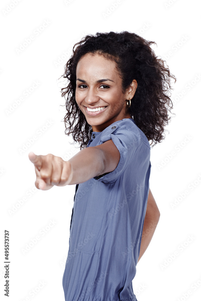 Her positivity is infectious. Studio portrait of a smiling young woman isolated on white. Her positivity is infectious. Studio portrait of a smiling young woman isolated on white.
