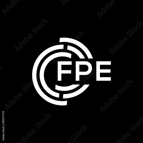 FPE letter logo design on Black background. FPE creative initials letter logo concept. FPE letter design. 