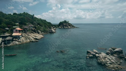 Aerialview of coastline at Koh Tao island in Thailand photo