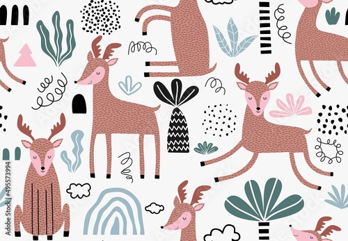 seamless deer pattern. vector illustration