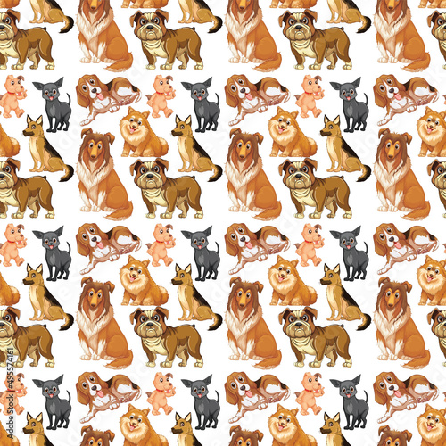 Cute animals cartoon seamless background