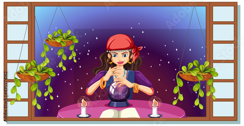 View through the window of gypsy fortune teller