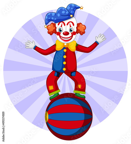 Cute clown performing with ball