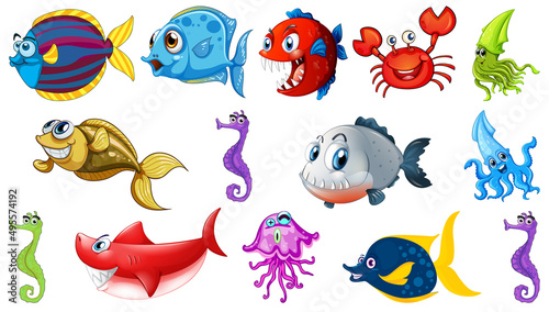 Sea animals cartoon collection