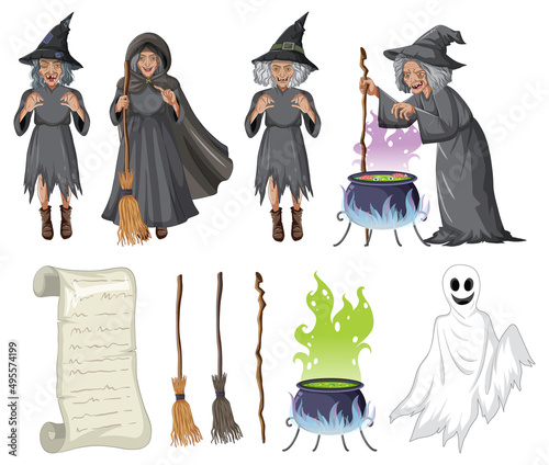 Set of witches and wizard objects