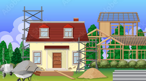 Scene of building construction site
