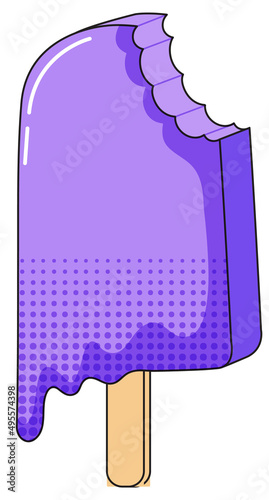 Purple popsicle melting on stick