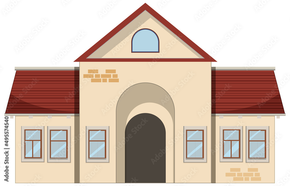 Train station building on white background