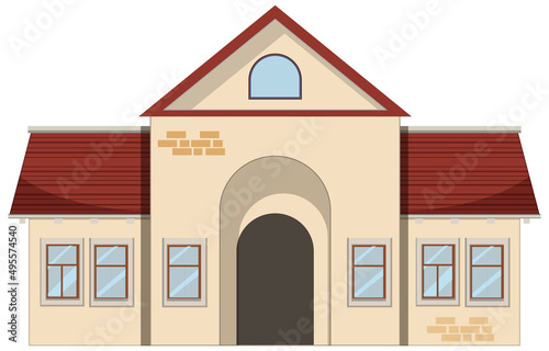 Train station building on white background