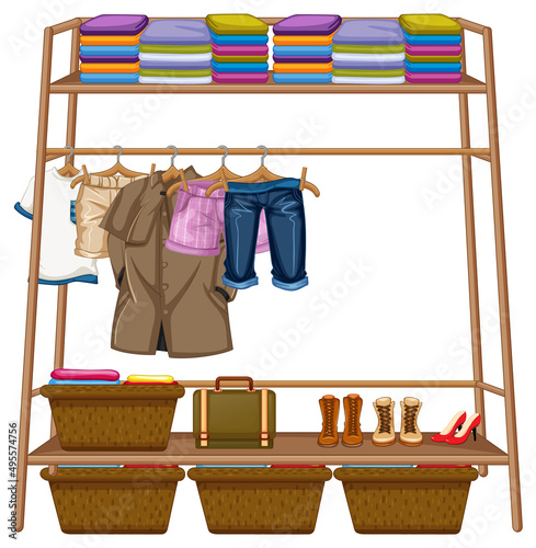 Many clothes in the closet