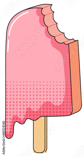 Pink popsicle melting on stick