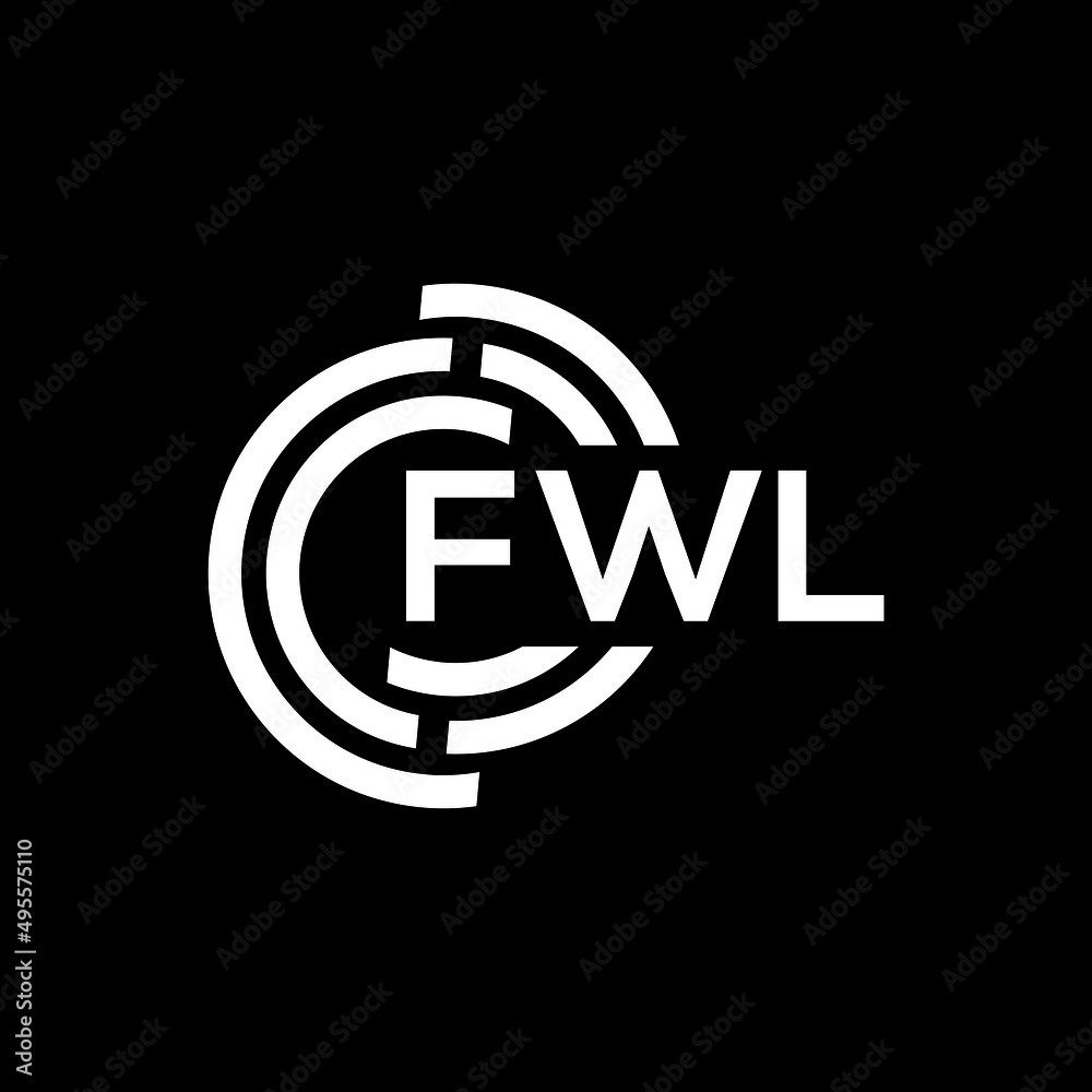 FWL letter logo design on Black background. FWL creative initials letter logo concept. FWL letter design. 