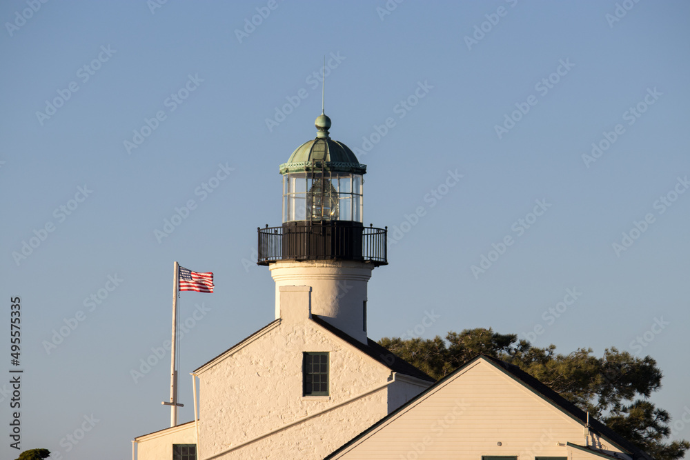 Old Point Loma Lighthouse sits on a steep hill overlooking the Pacific, all of San Diego Bay and Downtown San Diego