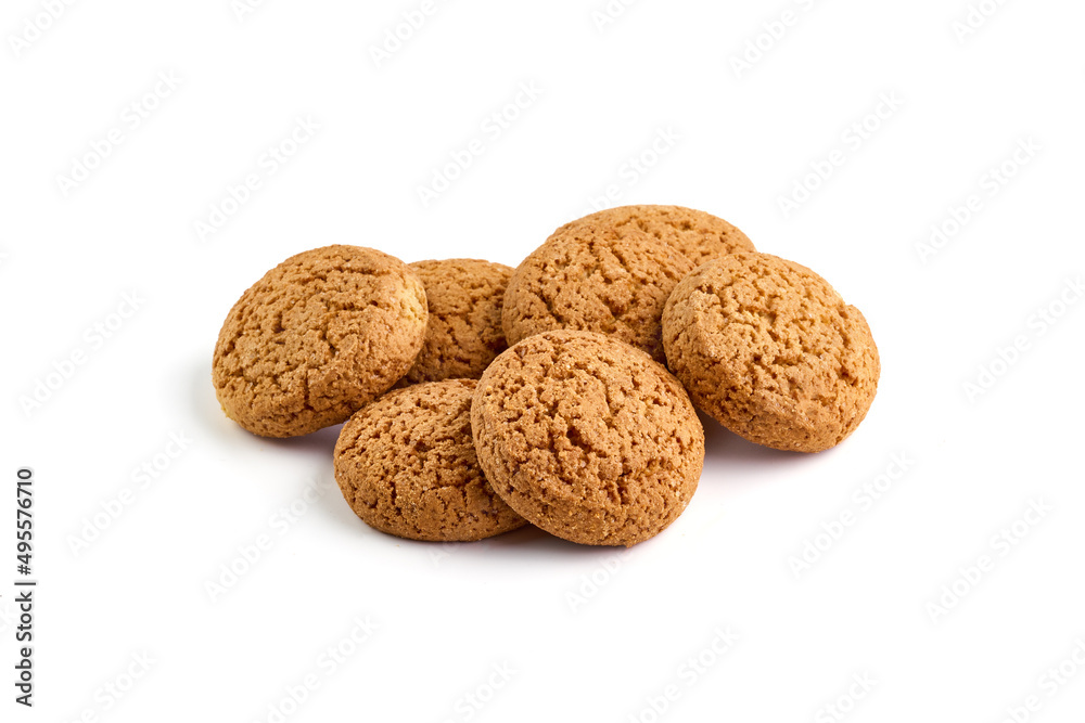 Crispy Oat Cookies, isolated on white background.