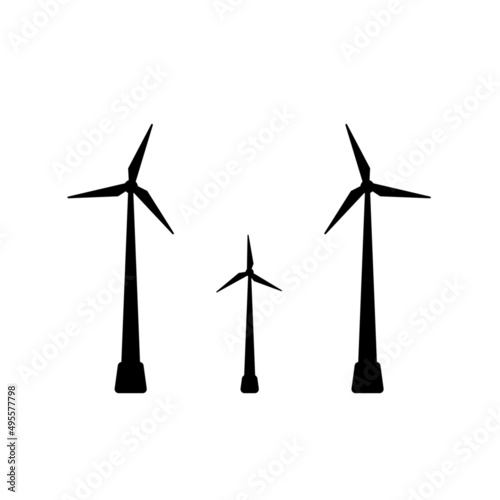 Silhouette wind turbine, Ecology Wind Energy Flat Icon on the white background.